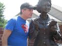Barry Freiman with the Noel Neill Statue