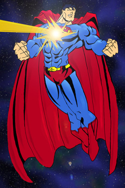 Superman intercepts the Laser Beam