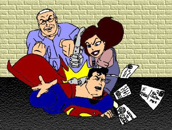 Lana and Pa Kent pummelling Superman!